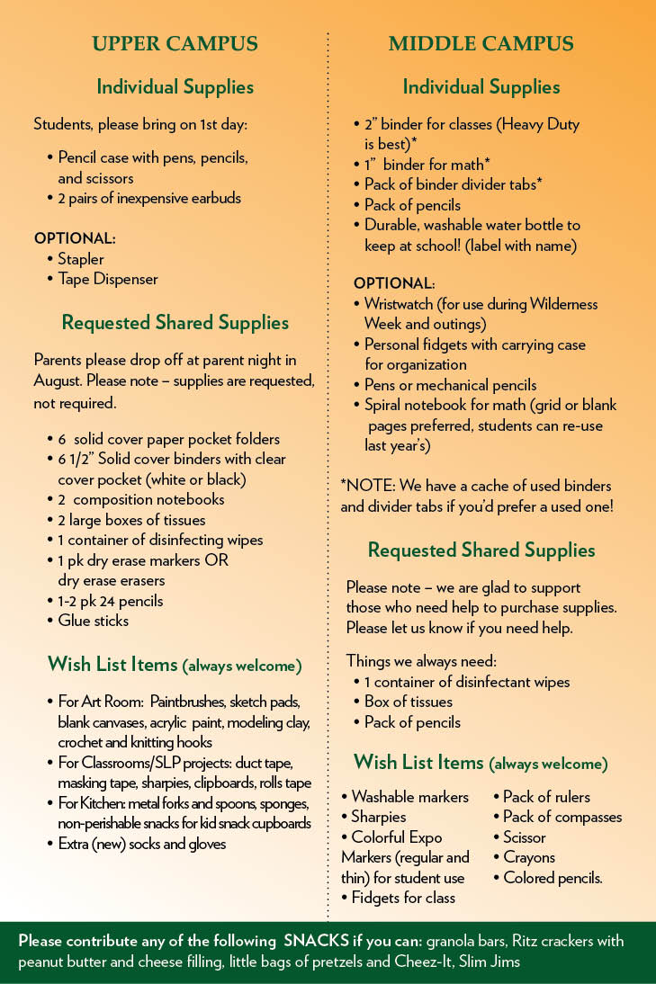 25-26 Supply List-Newletter